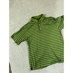 Masters Amen Corner Green Blue Striped Golf Polo Shirt Men's Size‎ Large EUC
